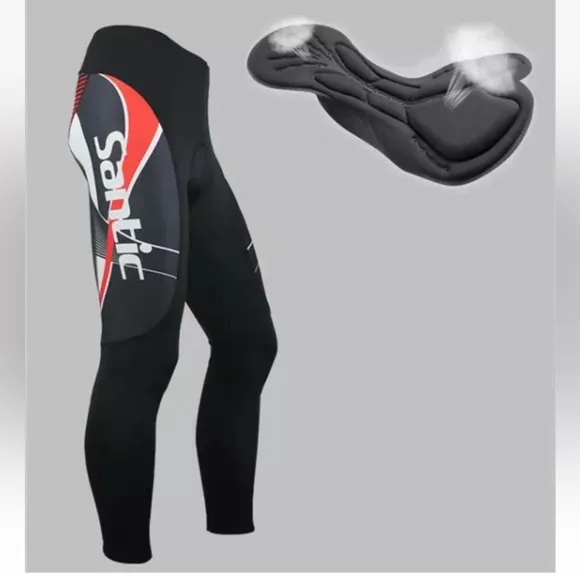 Santic Padded Cycling Pants and Jacket Set Black/Red