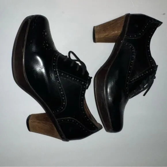 SANTONI black leather oxford style dark academia heel 38