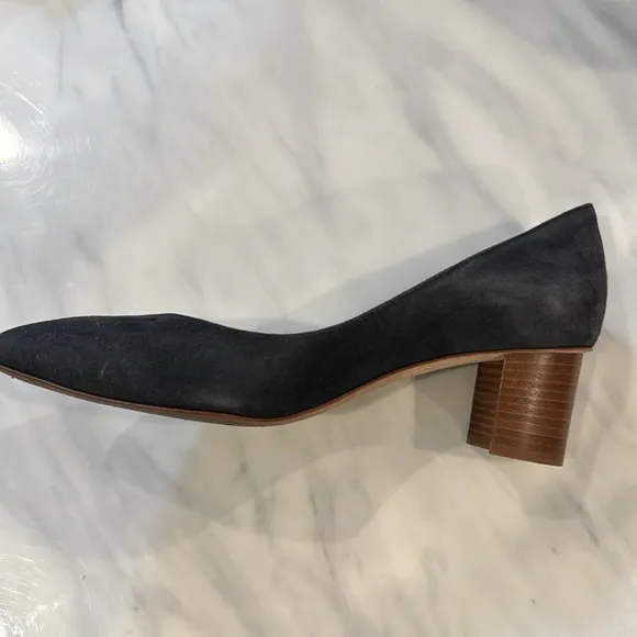 Sarah Flint block heel sz 37.5 blue/gray suede