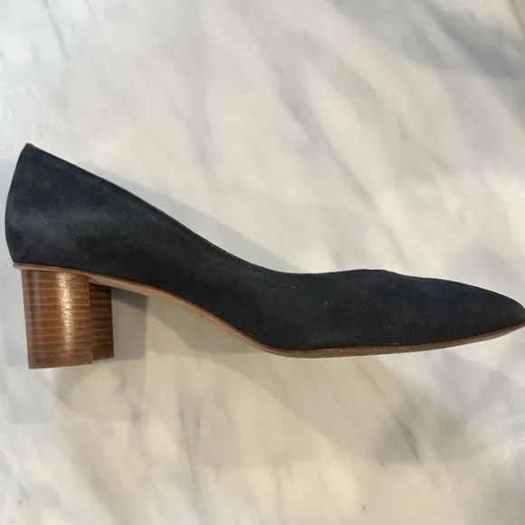 Sarah Flint block heel sz 37.5 blue/gray suede