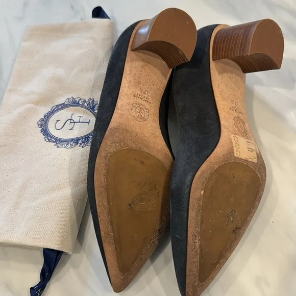 Sarah Flint block heel sz 37.5 blue/gray suede