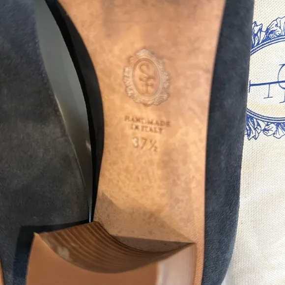 Sarah Flint block heel sz 37.5 blue/gray suede