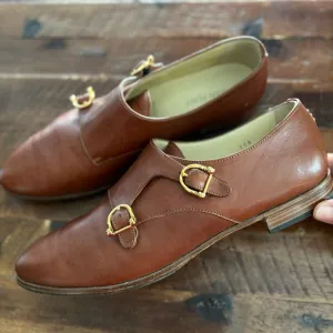 Sarah Flint Ilene X Gravati Chestnut Vachetta Double Monk Strap Loafer 39