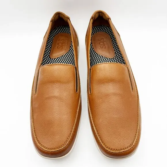 SAS Mens Weekender Loafer US Size 12.5 EU 45 Brown Leather Slip On Round Toe NIB