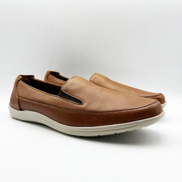 SAS Mens Weekender Loafer US Size 12.5 EU 45 Brown Leather Slip On Round Toe NIB