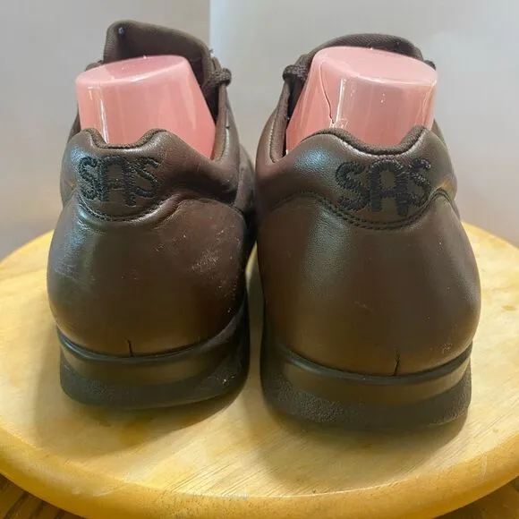 SAS Time Out Brown Leather Tripad Comfort Diabetic Walking Oxfords Men's Sz 10
