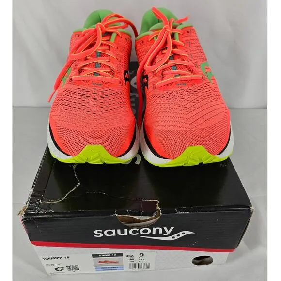 SAUCONY MEN'S ORANGE TRIUMPH 18 PWRRUN RUNNING SHOES - SIZE 9 STYLE: S20595-10