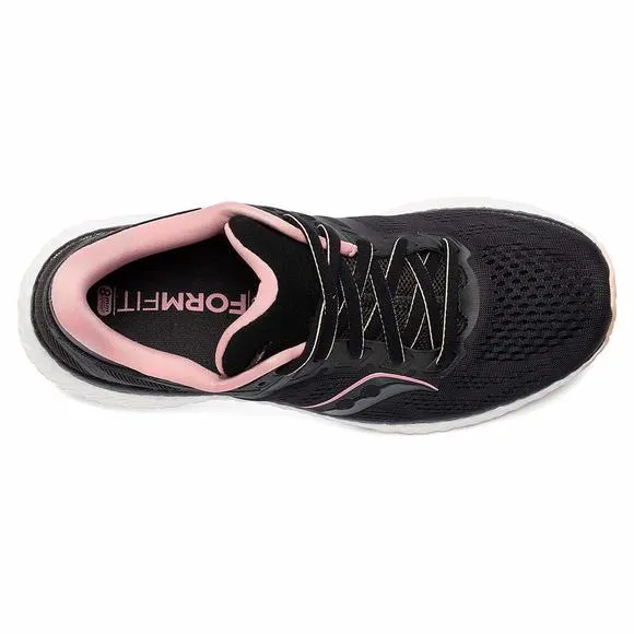 SAUCONY WOMEN'S HURRICANE 23 SNEAKER, BLACK/ROSE, 10.5