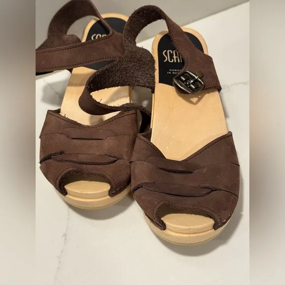 Scandic Footwear - Portsmouth Peep Toe Sandals - Brown Leather