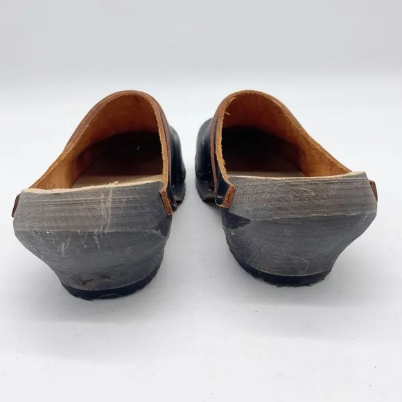 Schoenklomp Leather Wooden Clogs Size 35 Dutch Holland Black