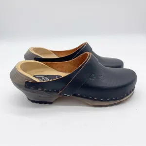 Schoenklomp Leather Wooden Clogs Size 35 Dutch Holland Black