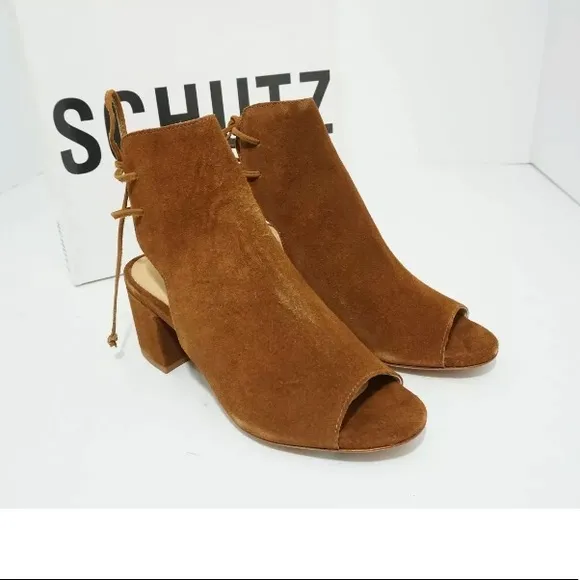 Schutz Binalia Wood Brown Heels Sandals