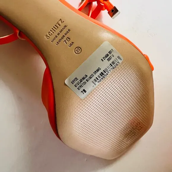 Schutz Bryce  Strappy Orange Open Toe Heels Size 7 NIB
