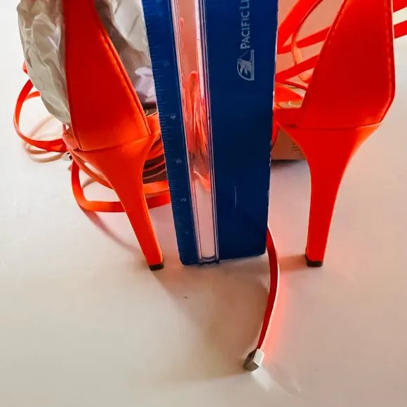 Schutz Bryce  Strappy Orange Open Toe Heels Size 7 NIB