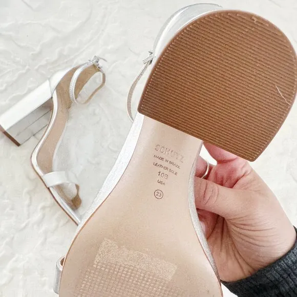 Schutz Cadey Lee Metallic Heels Size 10 New