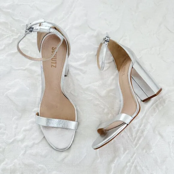 Schutz Cadey Lee Metallic Heels Size 10 New