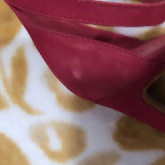 SCHUTZ Red Stiletto Heels with Rhinestone Straps