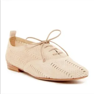 SCHUTZ White Leather Perforated Lace Up Lace Oxfords 9