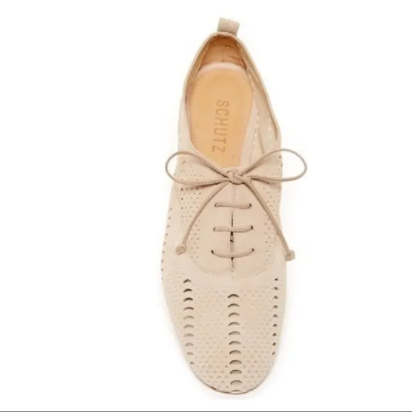 SCHUTZ White Leather Perforated Lace Up Lace Oxfords 9
