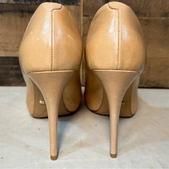 Schutz Women's Tan Leather Stiletto Open Toe Heels Size 10 AB 151