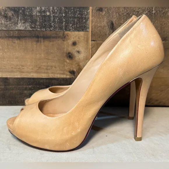 Schutz Women's Tan Leather Stiletto Open Toe Heels Size 10 AB 151