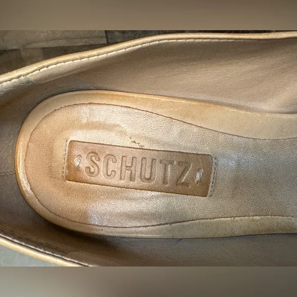 Schutz Women's Tan Leather Stiletto Open Toe Heels Size 10 AB 151