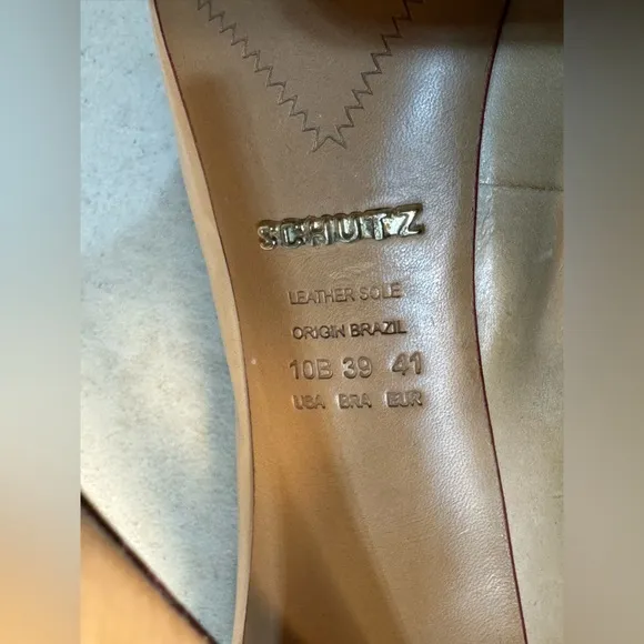 Schutz Women's Tan Leather Stiletto Open Toe Heels Size 10 AB 151