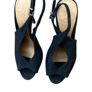 Schutz navy blue heels open toe
