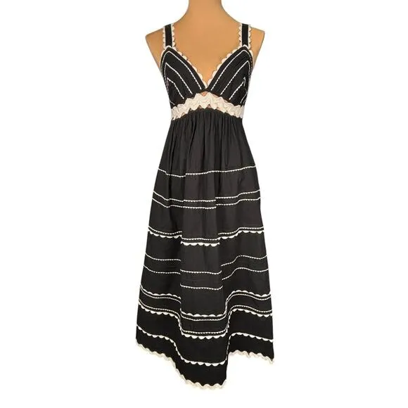 Sea New York Ryleigh Embroidered Slip Midi Dress Size 4