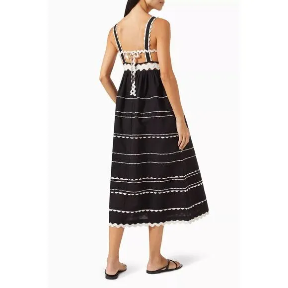 Sea New York Ryleigh Embroidered Slip Midi Dress Size 4