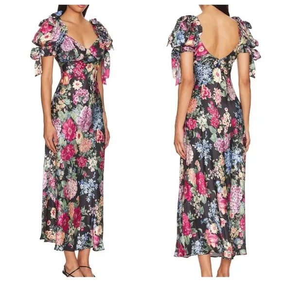 Selkie The Puck Poet Slip Dress Floral Midi | EXTRA SMALL