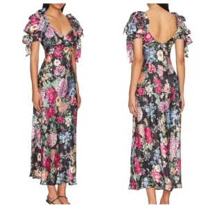 Selkie The Puck Poet Slip Dress Floral Midi | EXTRA SMALL