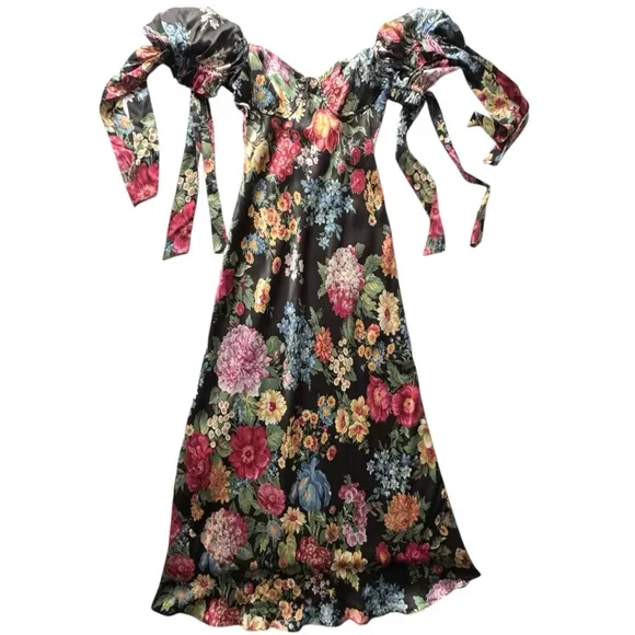 Selkie The Puck Poet Slip Dress Floral Midi | EXTRA SMALL