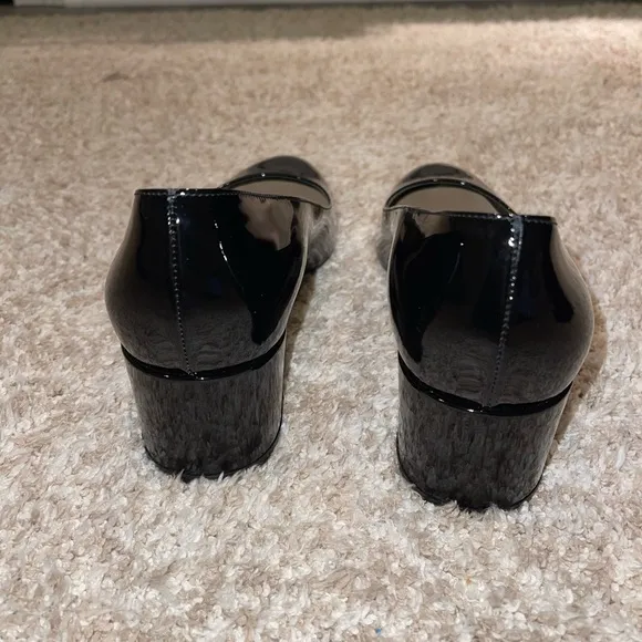 Sergio Rossi Black Patent Leather Block Heels Size 40.5