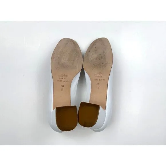 Sesto Meucci Italy‎ Block Heels Women 10M $295 Round Toe Wedding White Pumps
