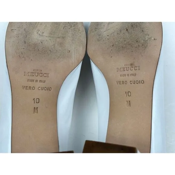 Sesto Meucci Italy‎ Block Heels Women 10M $295 Round Toe Wedding White Pumps