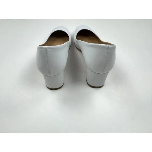Sesto Meucci Italy‎ Block Heels Women 10M $295 Round Toe Wedding White Pumps