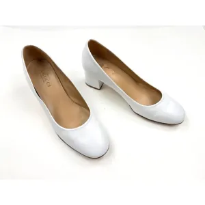 Sesto Meucci Italy‎ Block Heels Women 10M $295 Round Toe Wedding White Pumps
