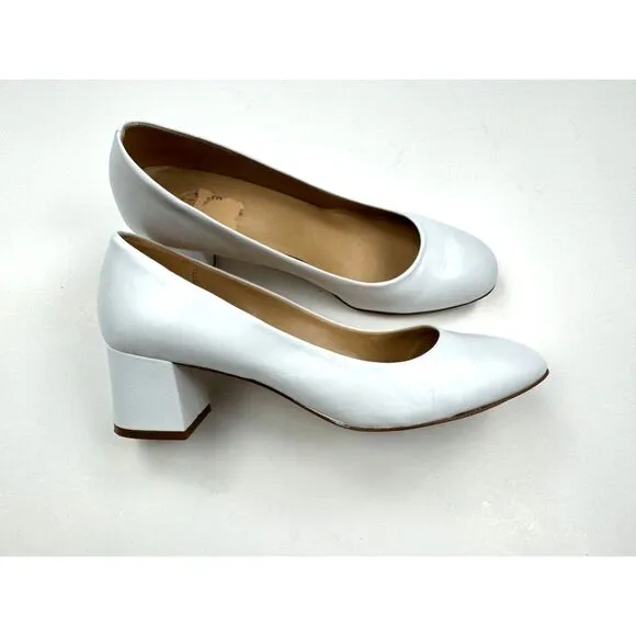 Sesto Meucci Italy‎ Block Heels Women 10M $295 Round Toe Wedding White Pumps