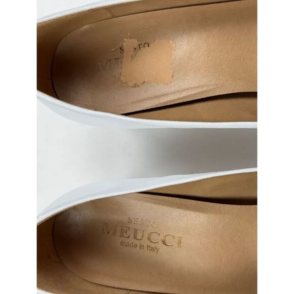 Sesto Meucci Italy‎ Block Heels Women 10M $295 Round Toe Wedding White Pumps