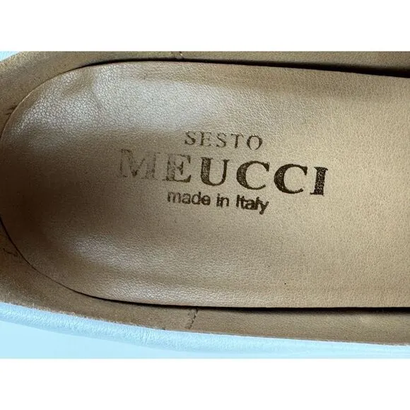 Sesto Meucci Italy‎ Block Heels Women 10M $295 Round Toe Wedding White Pumps
