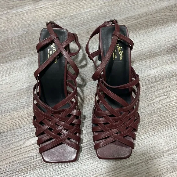 Seychelles Charter Square Toe Maroon Strap Block Heels New