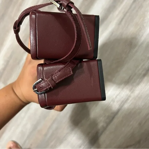 Seychelles Charter Square Toe Maroon Strap Block Heels New