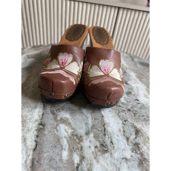 Seychelles Heels Womens 8 Brown Floral Embroidered Festival Fairy Y2K 90s