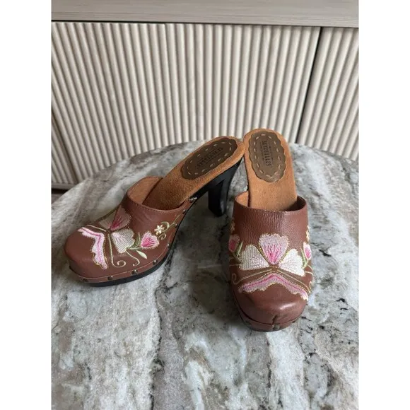 Seychelles Heels Womens 8 Brown Floral Embroidered Festival Fairy Y2K 90s