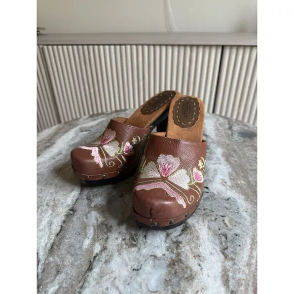 Seychelles Heels Womens 8 Brown Floral Embroidered Festival Fairy Y2K 90s