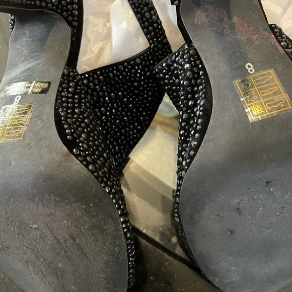 Shoes heels Jeffery Campbell heel strap open toe black size 8 pebbled, black