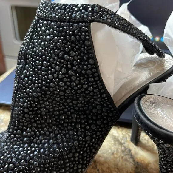 Shoes heels Jeffery Campbell heel strap open toe black size 8 pebbled, black