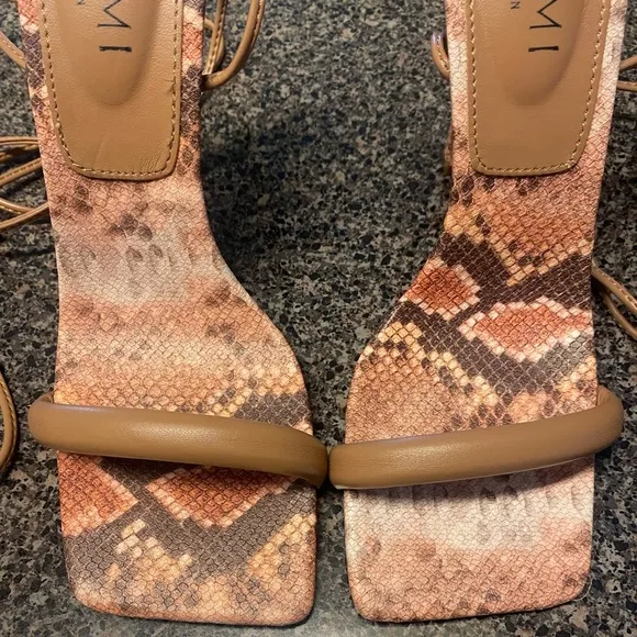 “SIMMI LONDON” Samia Snake Print Lace Up Heels