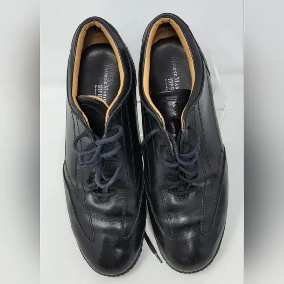 Simone Mariotti Black Leather Men's Oxfords Shoes Size EUR 44 US Size 10